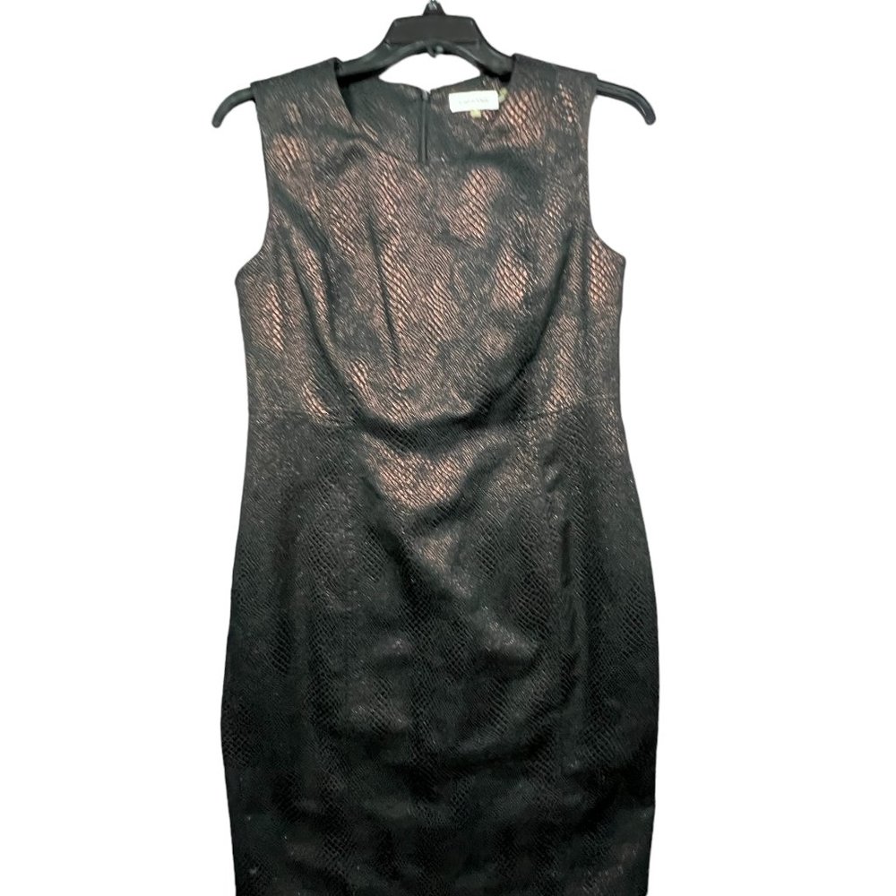 Calvin Klein Metallic Black Sheath Midi Dress